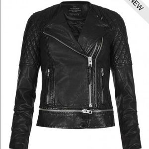 AllSaints Runnell Black Leather Biker Jacket